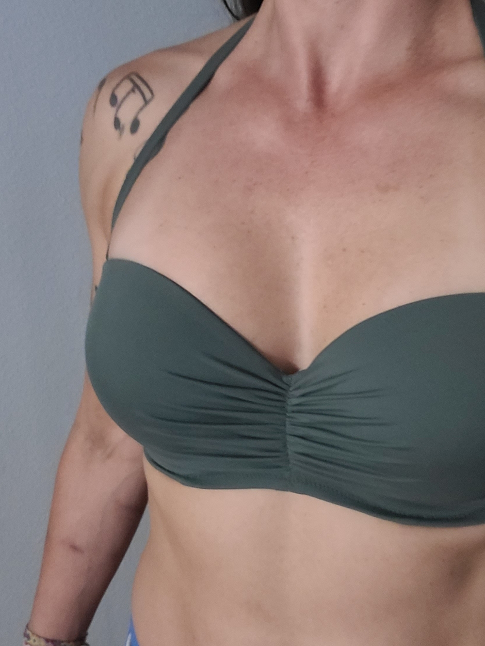 Victoria's Secret Olive Green Ruched Bandeau Bikini Top